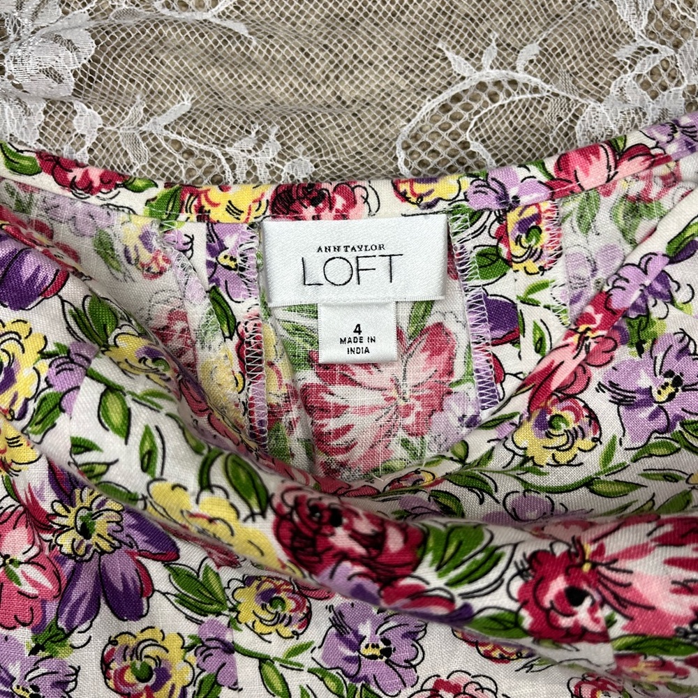 Ann Taylor Loft Pink Purple and Yellow Floral Skirt - Picture 4 of 6